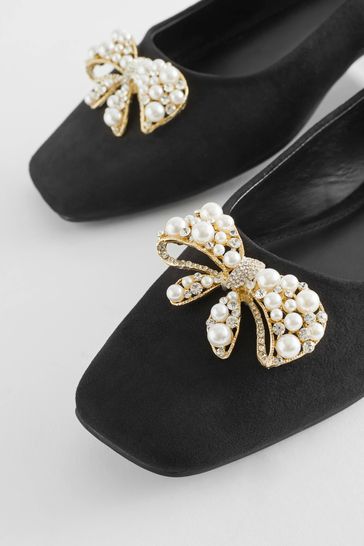 Black flat shoes with bow new arrivals