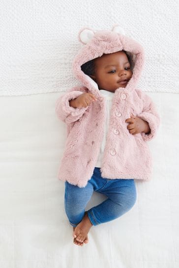 Buy Pink Hooded Ears Cosy Button Up Baby Jacket 0mths 2yrs from Next Germany