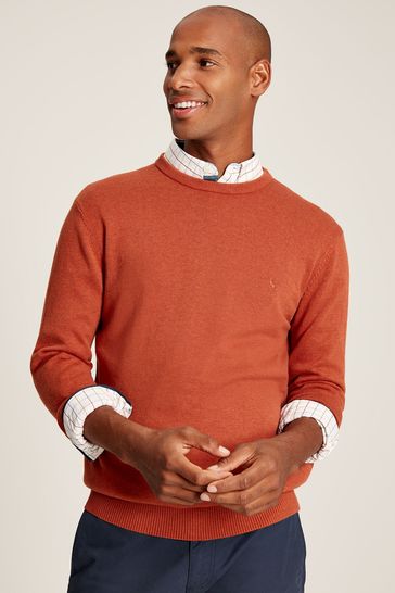 Joules Jarvis Orange Cotton Crew Neck Jumper