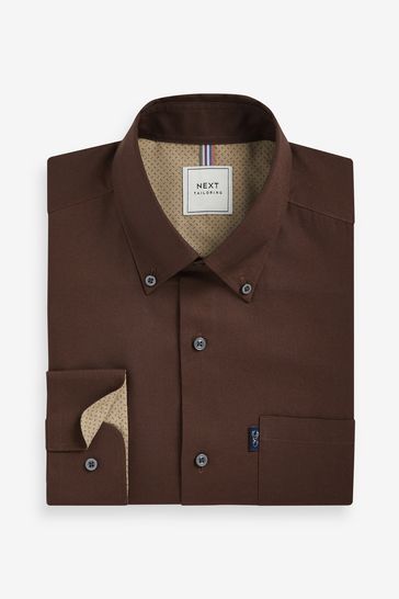 Rust Brown Slim Fit Easy Iron Button Down Oxford Shirt