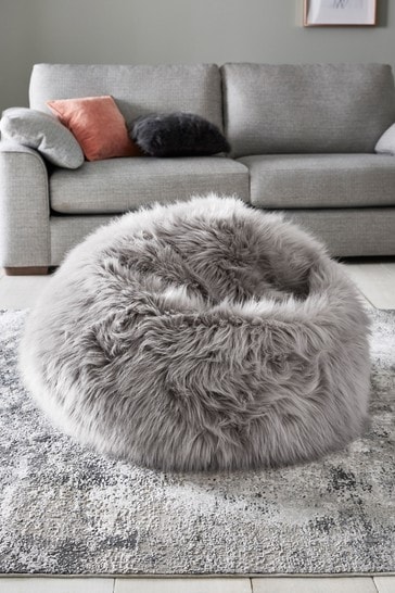 Gray fluffy bean discount bag