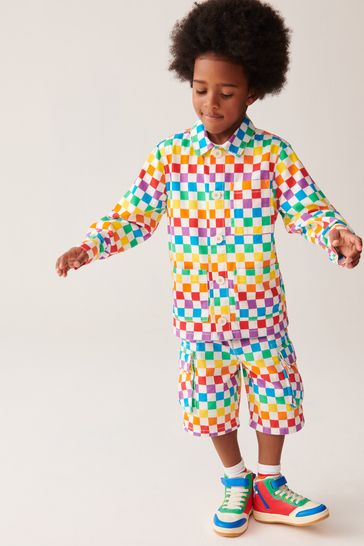 Rainbow checkerboard jacket top