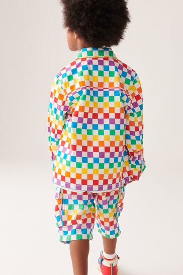 Buy Little Bird by Jools Oliver Multi Rainbow Checkerboard Shacket