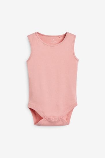 Buy Pink White Baby 100 Cotton Vest Bodysuits 5 Pack from Next Germany