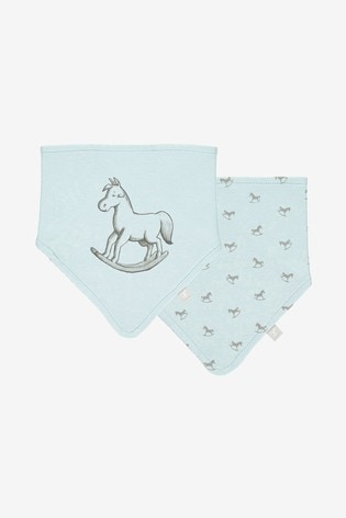 The Little Tailor Blue Rocking Horse Jersey Bibs Two Pack