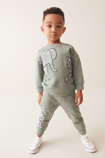 Mineral Blue Animal Character Sweatshirt and Jogger Set 3mths 7yrs