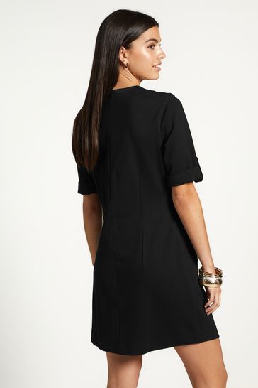 Buy Black Tailored Button Through Front Elevated Ponte Mini Dress from Next  Poland