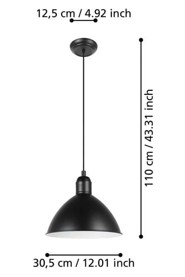 Eglo Black Priddy Domed Single Pendant Ceiling Light