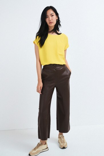 Chocolate Brown Faux Leather PU Culottes