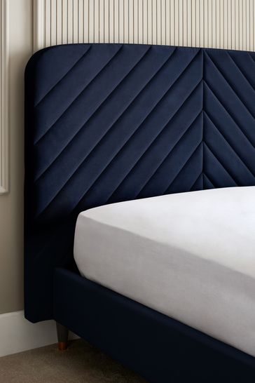 Navy upholstered bed on sale frame