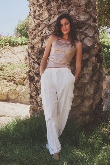 Next white linen trousers shop