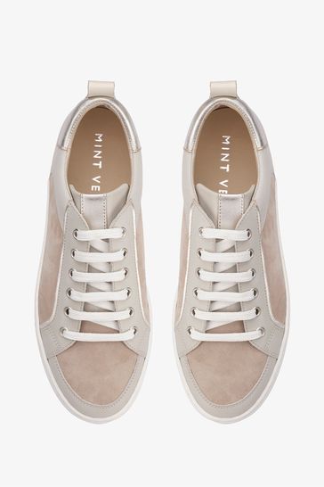 Buy Mint Velvet Cream Belle Metallic Detail Trainers from Next Denmark