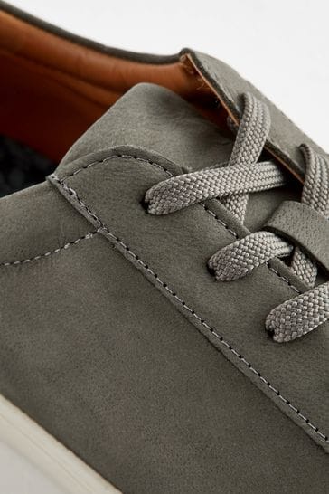 Mens grey clearance leather trainers