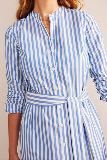 Blue white striped shirt dress hot sale