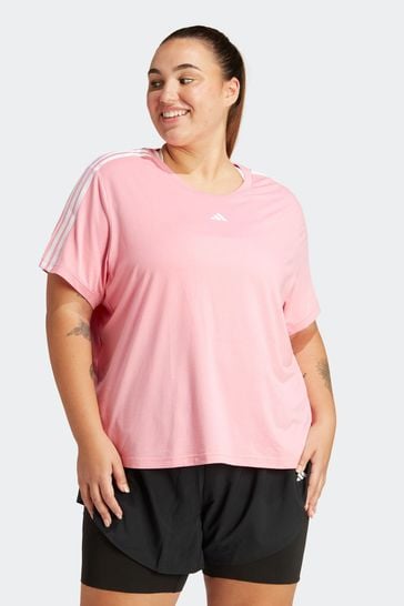 adidas Pink adidas Curve Train Essentials 3 Stripes T-Shirt