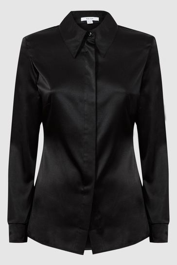 Buy Reiss Black Sofia Silk Shirt from Next Luxembourg