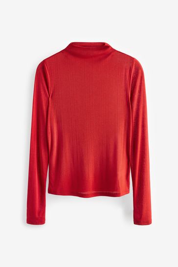 Red high neck long sleeve top online