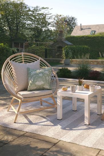 Laura Ashley White Garden Havana Casual Chair Set With Saunton Dove Grey Cushions