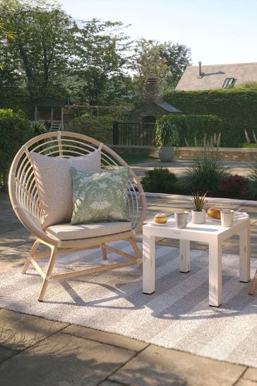 Laura Ashley White Garden Havana Casual Chair Set With Saunton Dove Grey Cushions