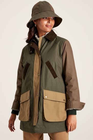 Buy Joules Banbury Brown Khaki Showerproof Quilted Wax Jacket from