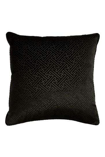 Riva Paoletti Black Florence Embossed Polyester Filled Cushion