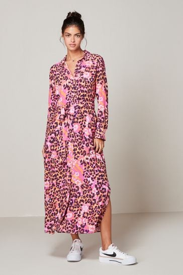 Buy Animal Print Tie Waist Shirt Dress from Next Latvia