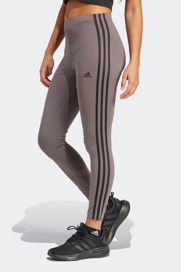 adidas Brown Sportswear Essentials 3 Stripes High Waisted Single Jersey Leggings
