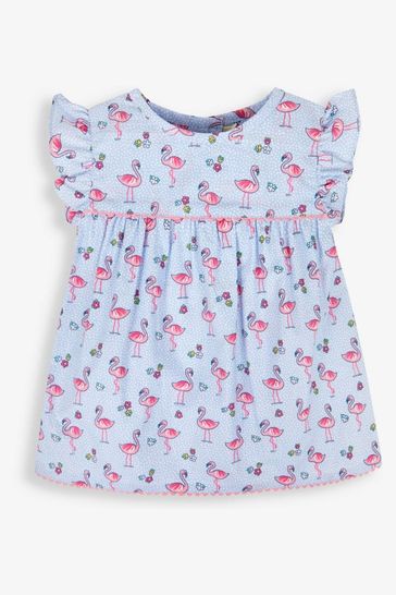 JoJo Maman Bébé Blue Flamingo Print Blouse