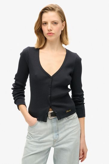 Superdry Superdry Essential Button Through Long Sleeve Cardigan