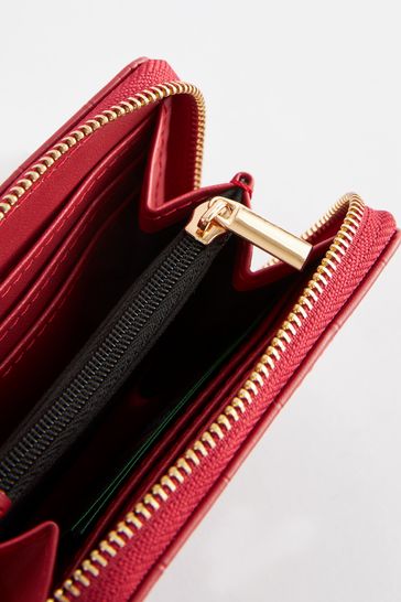 Red Croc Effect Small Zip Coin Purse