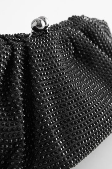 Black rhinestone clutch bag sale