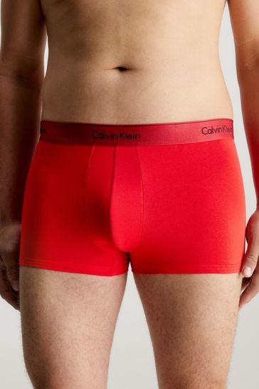 Calvin Klein Modern Cotton Holiday Fashion Gold Band Red Boxers