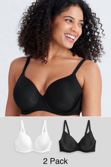 Buy Black/White DD+ Light Pad Full Cup Smoothing T-Shirt Bras 2 Pack from Next  Luxembourg