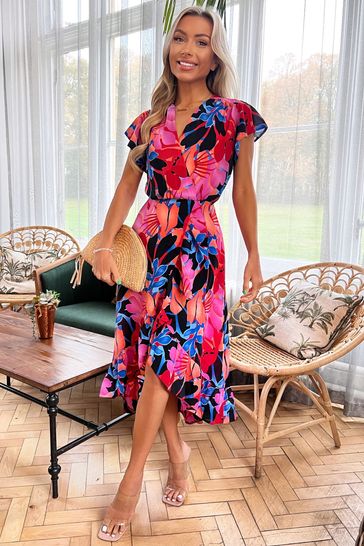 Frill top midi sales dress