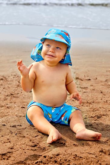 JoJo Maman Bébé Blue Shark UPF 50 Sun Protection Hat