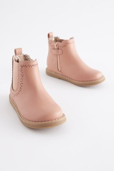Pink Standard Fit (F) Cut-Out Detail Chelsea Boots