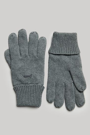 Superdry Grey Knitted Logo Gloves