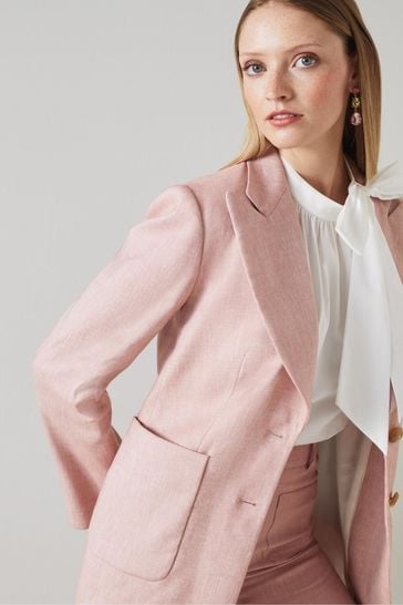 Buy LK Bennett Pink Avery Italian Linen Cotton Jacket from Next Germany