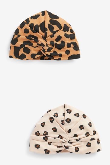 Orange Leopard 2 Pack Baby Turbans (0mths-2yrs)