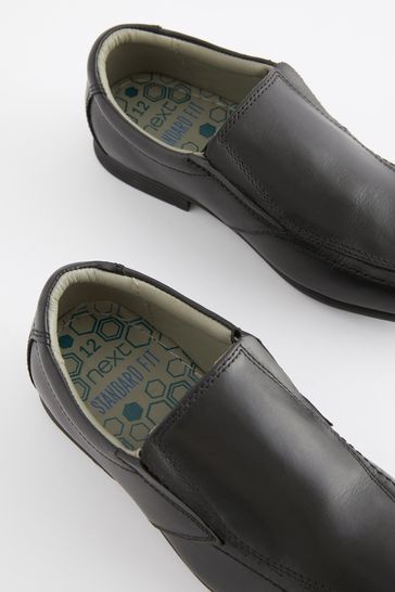 Black Standard Fit F School Leather Formal Loafers