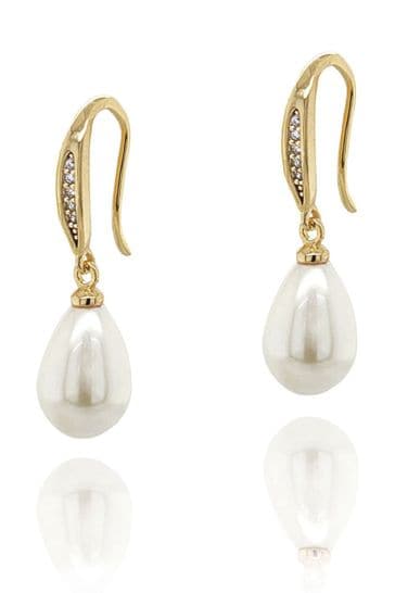 Ivory & Co Gold Salford Crystal And Pearl Drop Earrings