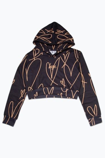 Hype.Girls Brown Scribble Heart Hoodie