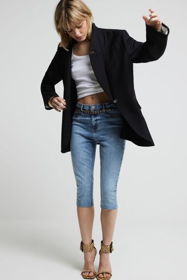 River Island Black Relaxed Fit Roll Sleeve Blazer