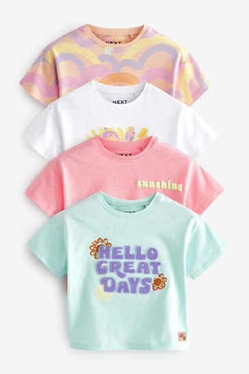 Rainbow Pink Short Sleeve T-Shirt 4 Pack (3mths-7yrs)