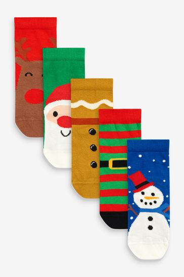 Christmas Santa/Reindeer/Snowman Cotton Rich Socks 5 Pack