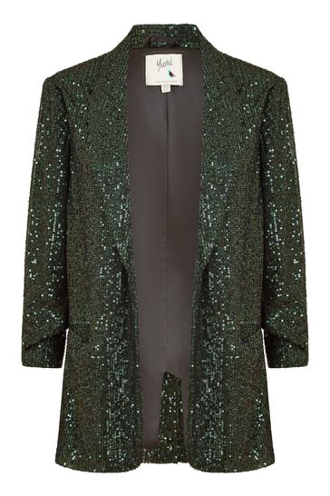 Buy Yumi Green Sequin Blazer With Pockets from Next Austria