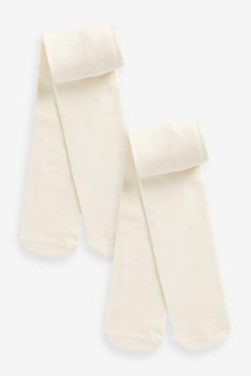 Cream Baby Tights 2 Pack (0mths-2yrs)