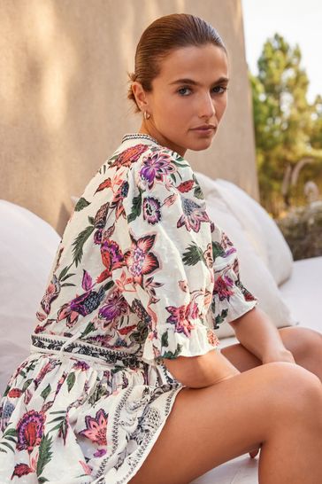 Buy White & Pink Embroidered Skort Dress from Next Australia