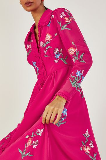 Blush lace embroidered shop maxi shirt dress