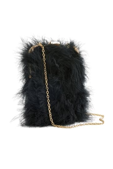 Black fluffy clutch bag new arrivals